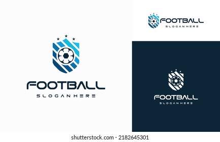 Football Badge With Shield Logo Designs, Modern Soccer Badge Logo Template	