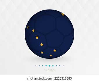 Football ball with Alaska flag pattern, soccer ball with flag of Alaska national team. Vector sport icon.