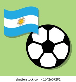 Football ball with Argentina national flag 