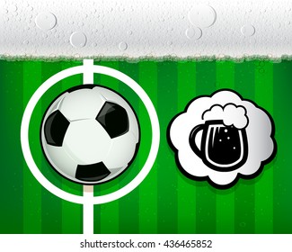 Football ball and beer mug icon vector illustration