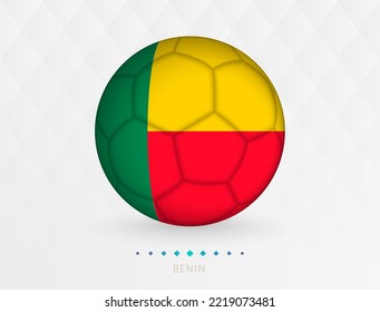 Football ball with Benin flag pattern, soccer ball with flag of Benin national team. Vector sport icon.