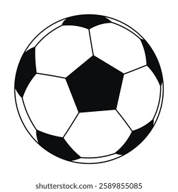 football ball - black and white vector silhouette symbol illustration of soccer ball, isolated on white background