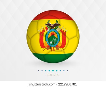 Football ball with Bolivia flag pattern, soccer ball with flag of Bolivia national team. Vector sport icon.