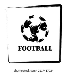 Football ball brush in a frame, vector illustration.