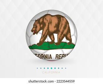 Football ball with California flag pattern, soccer ball with flag of California national team. Vector sport icon.