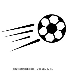 Dibujos animados de pelota de fútbol. Balón de fútbol estilo cómico. Fútbol o pelota de fútbol volar a alta velocidad. Icono de Vector