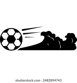 Football Ball Cartoon. Soccer Ball Comic Style. Soccer or Football Ball Fly at High Speed. Vector Icon