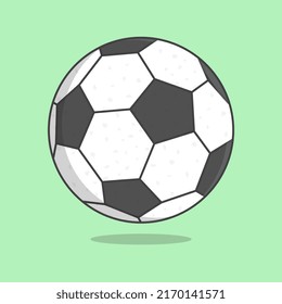Football Ball Cartoon Vector Illustration. Soccer Ball Flat Icon Outline