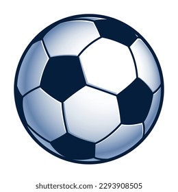 football ball - color vector silhouette symbol illustration of soccer ball, isolated on white background