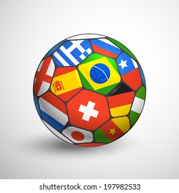 Football ball with different flags