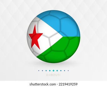 Fútbol con patrón de bandera de Yibuti, fútbol con bandera de la selección nacional de Yibuti. Icono de deporte vector.