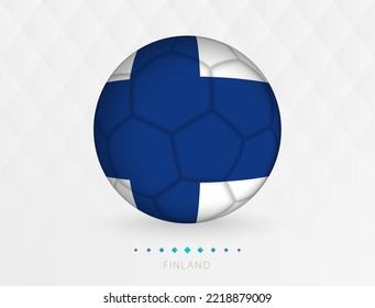 Football ball with Finland flag pattern, soccer ball with flag of Finland national team. Vector sport icon.