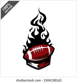 Football ball flame badge logo vector