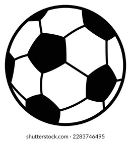 Football ball, flat style black and white color soccer ball icon, sport equipment, pelota, super cup game competition, world championship vector goal symbol graphic illustration isolated on white.