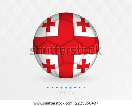 Football ball with Georgia flag pattern, soccer ball with flag of Georgia national team. Vector sport icon.