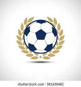 Football ball Gold Wreath Vector icon. Soccer ball Icon.