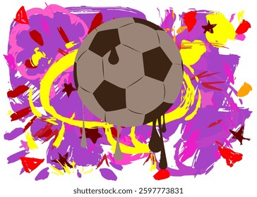 Football Ball graffiti. Abstract modern street art decoration performed in urban painting style.