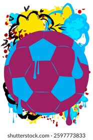 Football Ball graffiti. Abstract modern street art decoration performed in urban painting style.