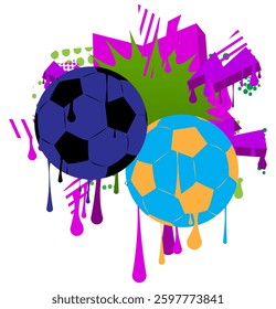 Football Ball graffiti. Abstract modern street art decoration performed in urban painting style.