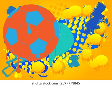 Football Ball graffiti. Abstract modern street art decoration performed in urban painting style.