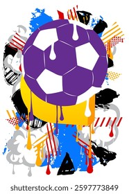 Football Ball graffiti. Abstract modern street art decoration performed in urban painting style.