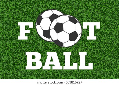 Football and ball green grass field vector