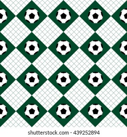 Football Ball Green White Chess Board Diamond Background Vector Illustration