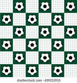 Football Ball Green White Chess Board Diamond Background Vector Illustration