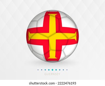 Fútbol con patrón de bandera de Guernsey, fútbol con bandera de la selección de Guernsey. Icono de deporte vector.