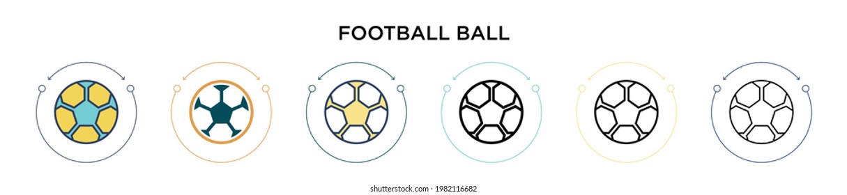 Football ball icon in filled, thin line, outline and stroke style. Vector illustration of two colored and black football ball vector icons designs can be used for mobile, ui, web