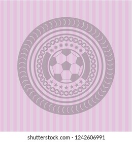 football ball icon inside badge with pink background