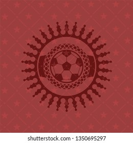 football ball icon inside badge with red background