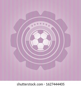 football ball icon inside badge with pink background