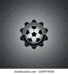 football ball icon inside dark emblem. Retro