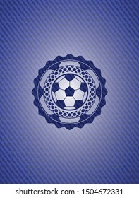 football ball icon inside denim background