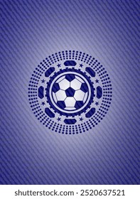 football ball icon inside emblem with jean background. 