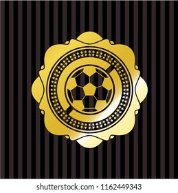 football ball icon inside golden emblem or badge