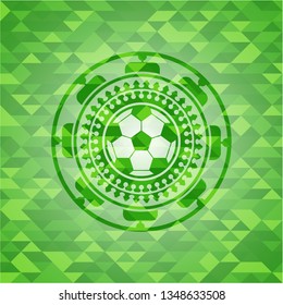 football ball icon inside green mosaic emblem