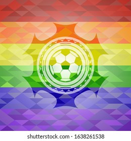 football ball icon inside lgbt colors emblem 