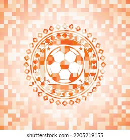 icône ballon de football à l'intérieur de l'emblème en mosaïque orange. 