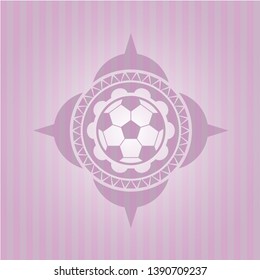 football ball icon inside pink emblem. Retro