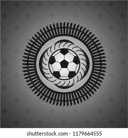 football ball icon inside realistic black emblem