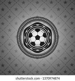 football ball icon inside realistic black emblem