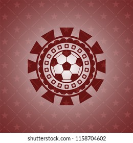 football ball icon inside retro red emblem