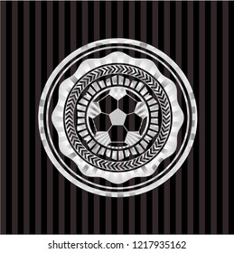 football ball icon inside silvery shiny badge