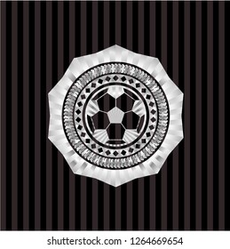 football ball icon inside silvery emblem or badge