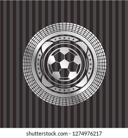 football ball icon inside silvery shiny emblem
