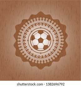 football ball icon inside wood badge or emblem