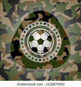 icono de la pelota de fútbol en el patrón de camuflaje. 