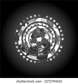 football ball icon on grey camouflage pattern